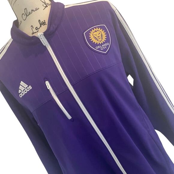 2014 ADIDAS TRACK JACKET ORLANDO CITY SOCCER TEAM SZ XL PURPLE/WHITE COLLECTIBLE - Picture 6 of 16
